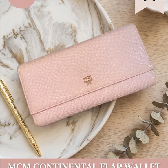 MCM Handbags - MCM Soft Pink Saffiano Leather Continental Flap Wallet - Gold Hardware
